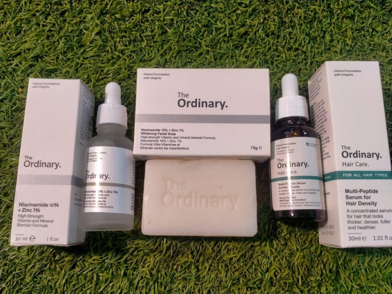 The Ordinary Dealof 3 (NIACINAMIDE 10% + ZINC 1%:SERUM, NIACINAMIDE 10% + ZINC 1% SOAP, MULTI-PEPTIDE HAIR SERUM) - Vibe Pk