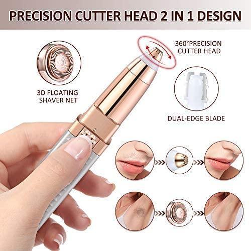 Flawless 2 In 1 Electric Eyebrow Trimmer Makeup Painless Eye Brow Epilator Mini Shaver - Vibe Pk