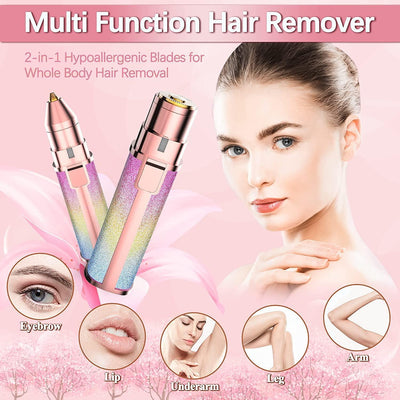 Portable 2 IN 1 Women Epilator Electric Painless Hair Remover Lady Shaver Eyebrow Shaper - Vibe Pk