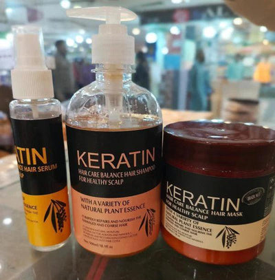 Pack Of 3 Items Keratin Hair Mask| Keratin Shampoo| Keratin Hair Serum - Vibe Pk