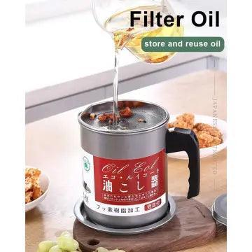 Oil Fryer Cookerwith Stainless Steel Fine Mesh with Lid Food Grade Iron Cooking Oil Filter Machine with Handle for Kitchen - Vibe Pk